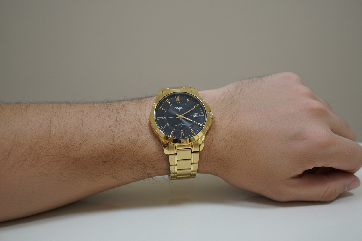 Casio Dorado REF 18395 - en muñeca masculina