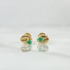 Topos granos de café Oro 18k con circón verde