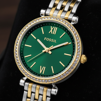 Reloj Fossil RNS Bicolor Verde - Detalle carátula
