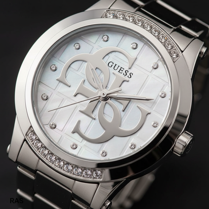 Reloj Guess RAS Plateado - Detalle carátula cristales