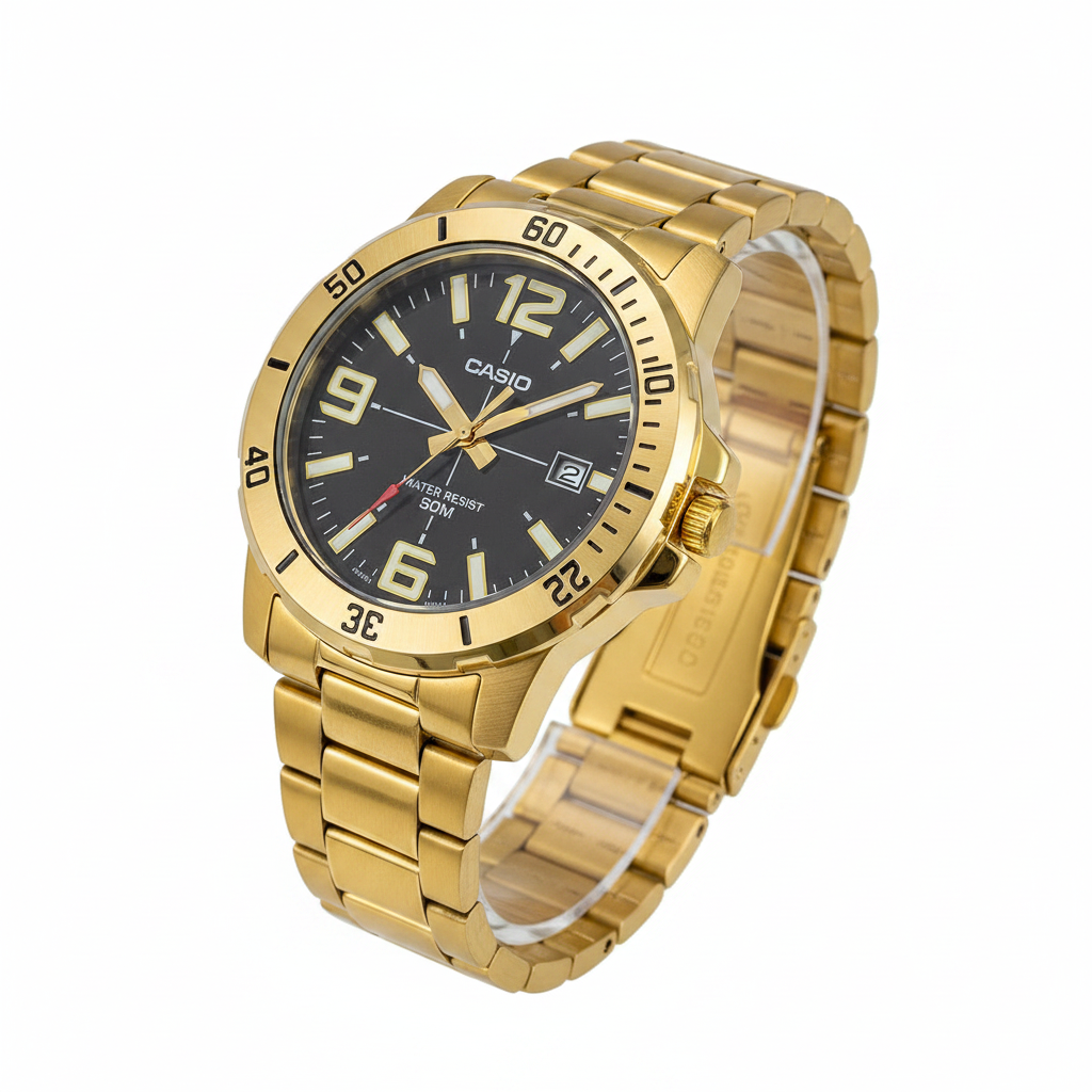Casio Deportivo Dorado REF 18206 - ángulo 45 grados fondo blanco