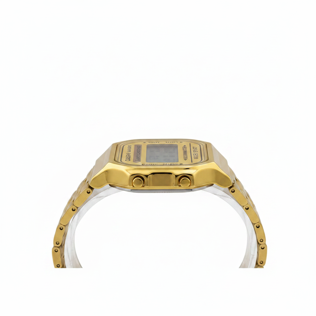 Reloj Casio A168WG dorado - vista lateral catálogo