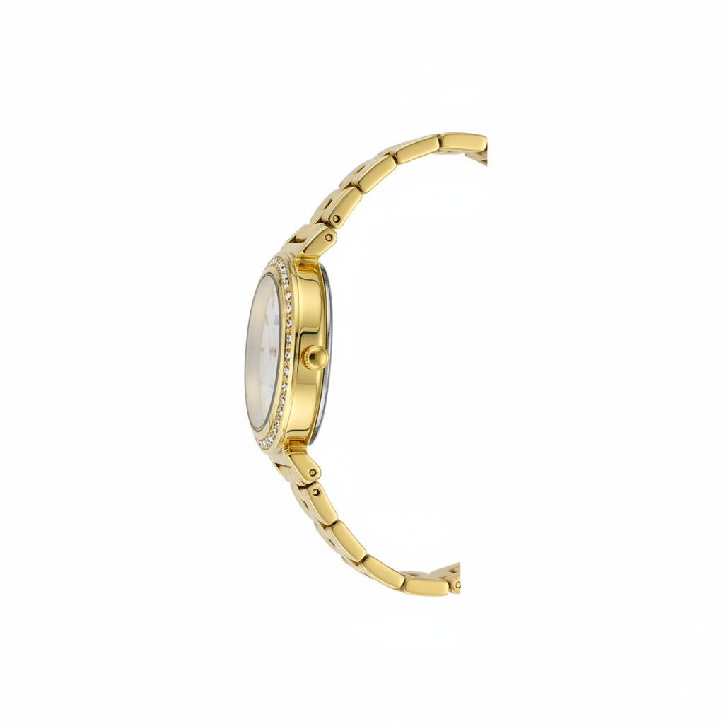 Reloj Q&Q nacarado dorado - vista lateral