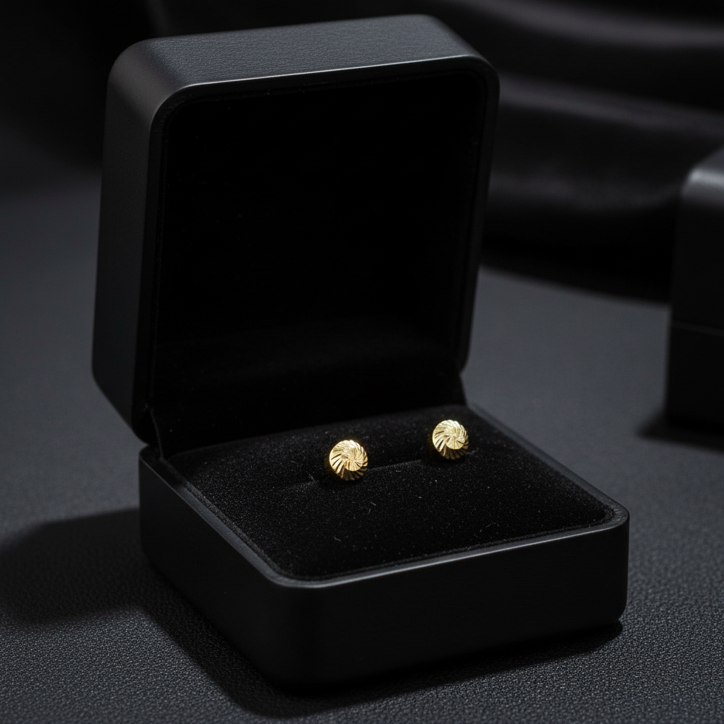 Topos redondos oro 18k en cofre negro