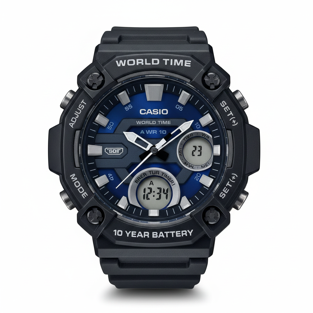 Casio World Time AEQ-110W — vista frontal