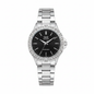 Reloj Q&Q plateado tablero negro cristales - vista frontal