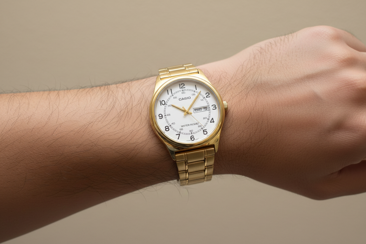 Casio Dorado REF 15041 - en muñeca masculina
