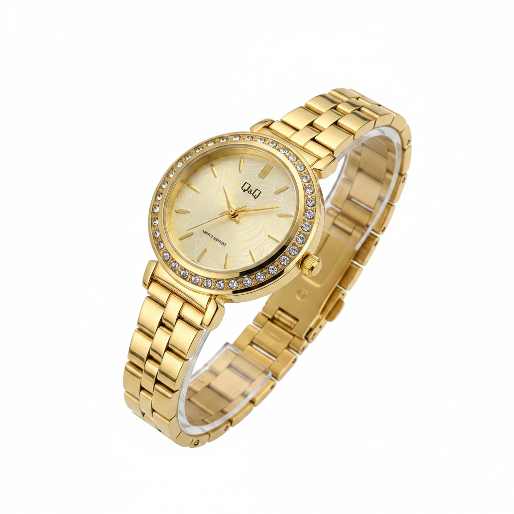Reloj Q&Q champagne dorado - vista 3/4