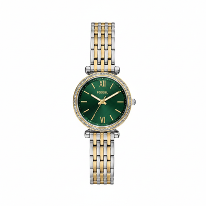 Reloj Fossil RNS Bicolor Verde - Fondo blanco puro