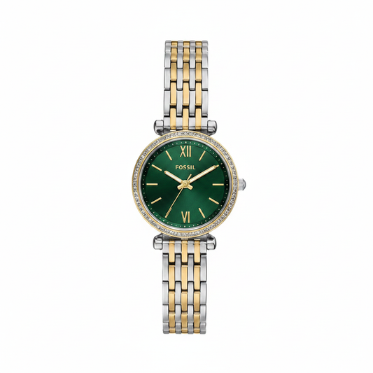 Reloj Fossil RNS Bicolor Verde - Fondo blanco puro