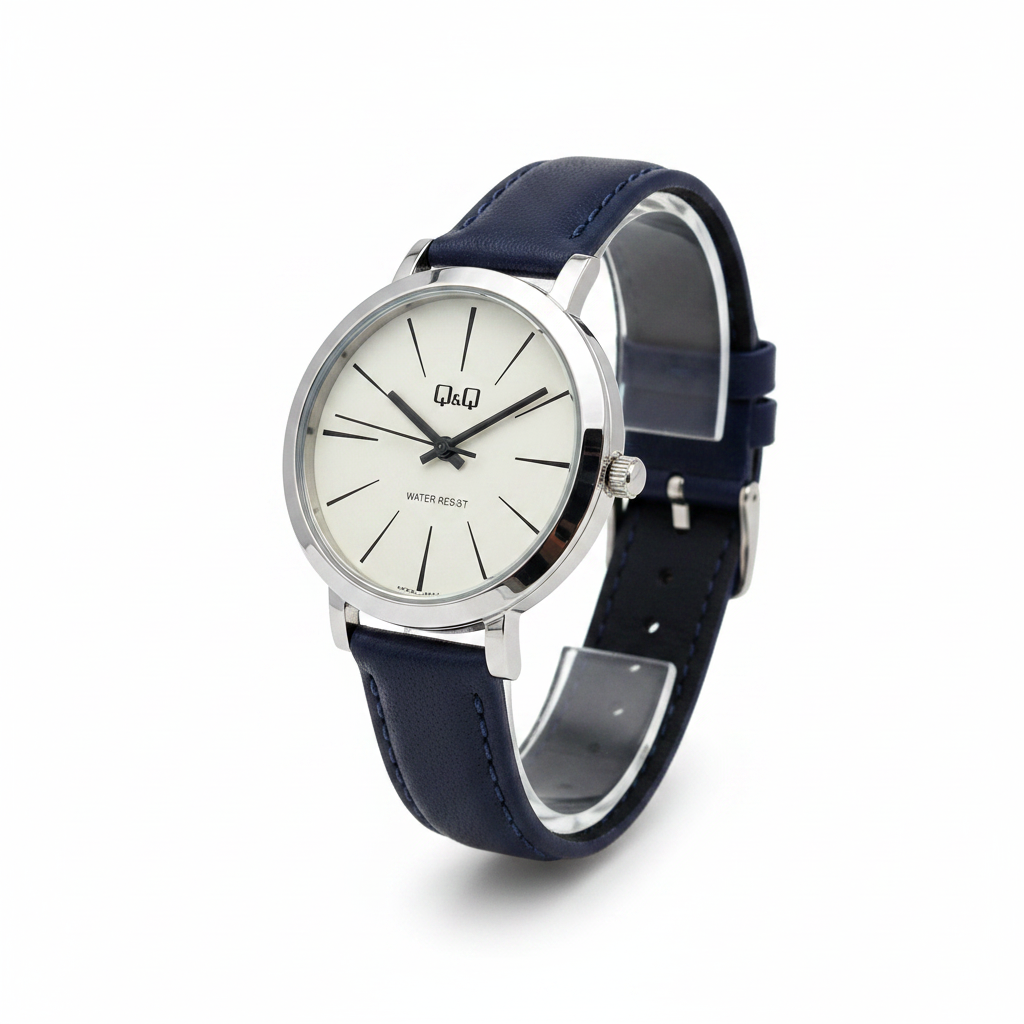 Reloj Q&Q minimalista azul marino - vista 3/4