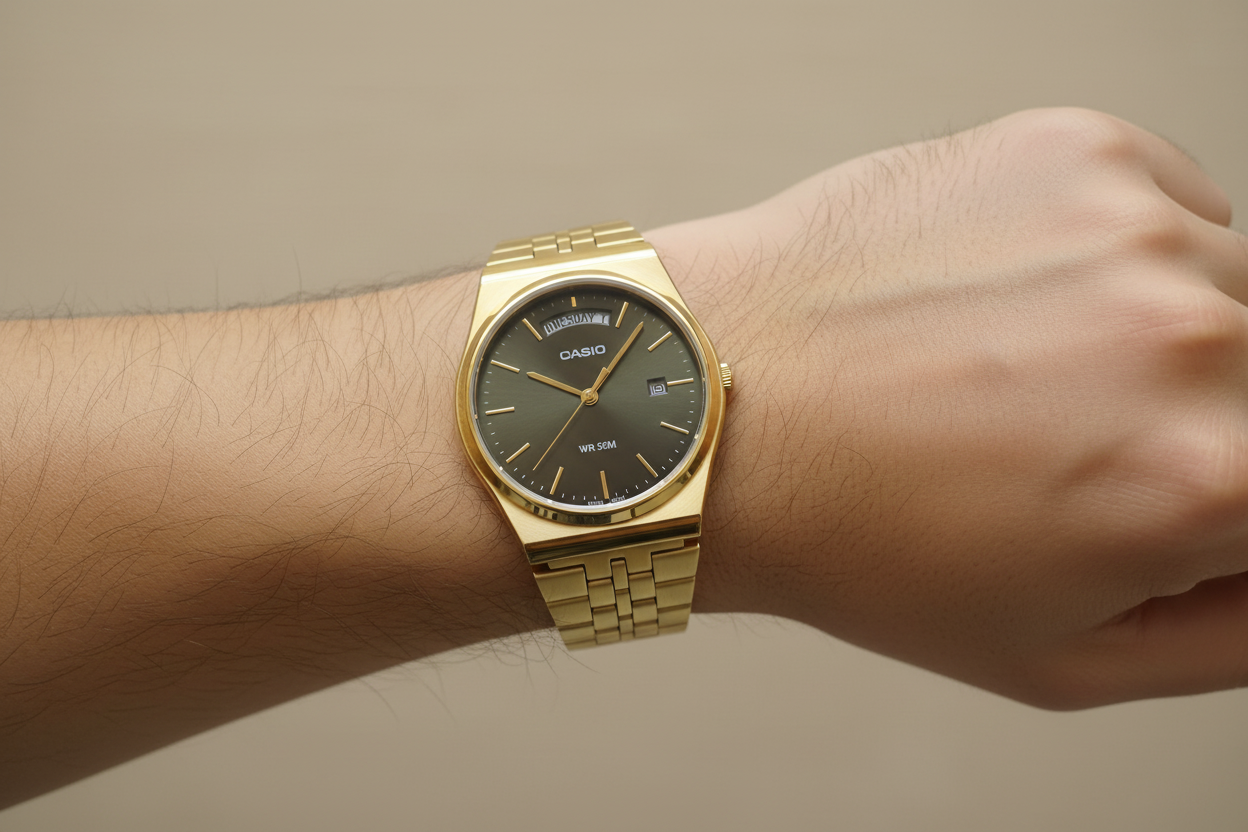 Casio Dorado REF 18008 - en muñeca masculina
