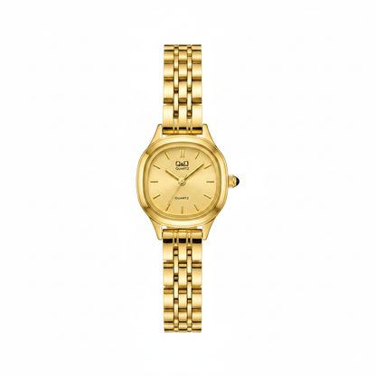 Reloj Q&Q dorado ovalado - fondo blanco studio