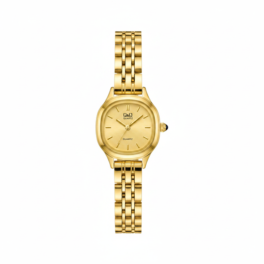 Reloj Q&Q dorado ovalado - fondo blanco studio