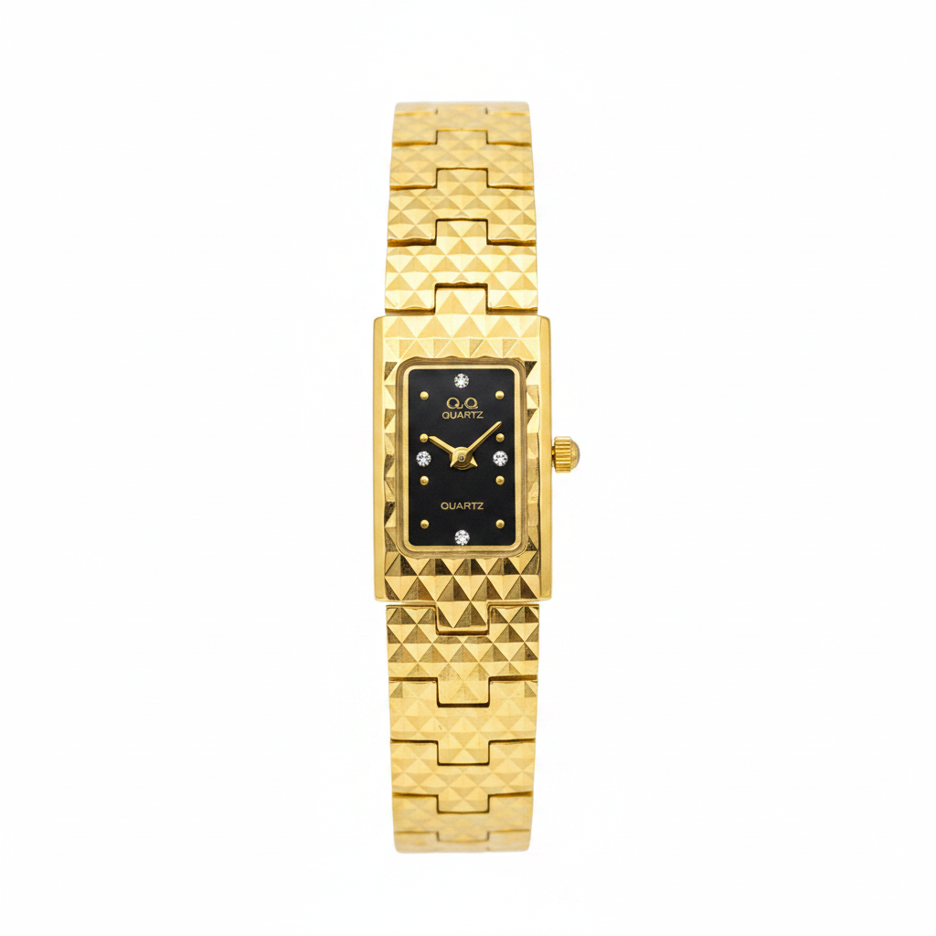 Reloj Q&Q rectangular dorado - detalle tablero