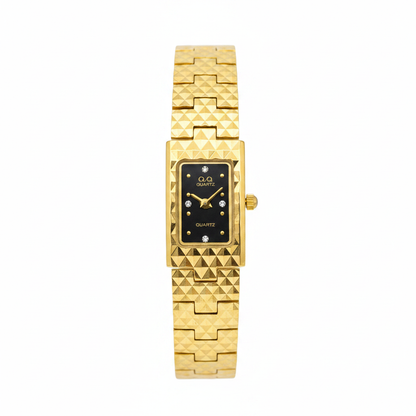Reloj Q&Q rectangular dorado - detalle tablero
