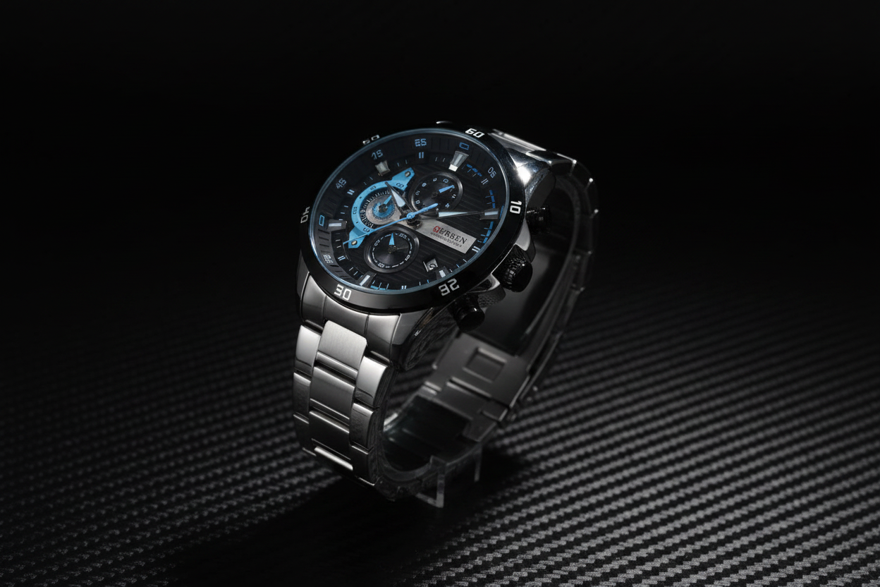 Reloj Curren bisel negro azul – lifestyle 45 grados