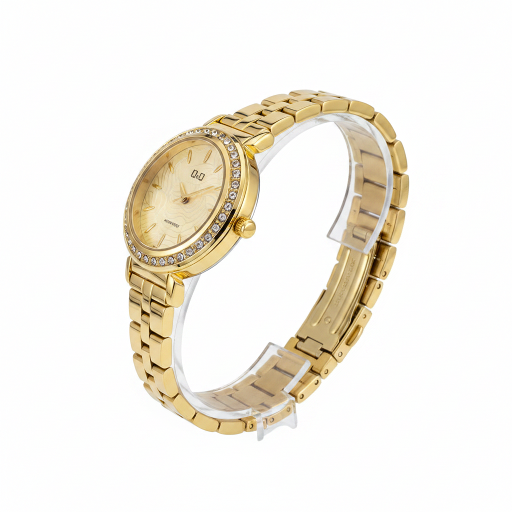 Reloj Q&Q champagne dorado - vista lateral