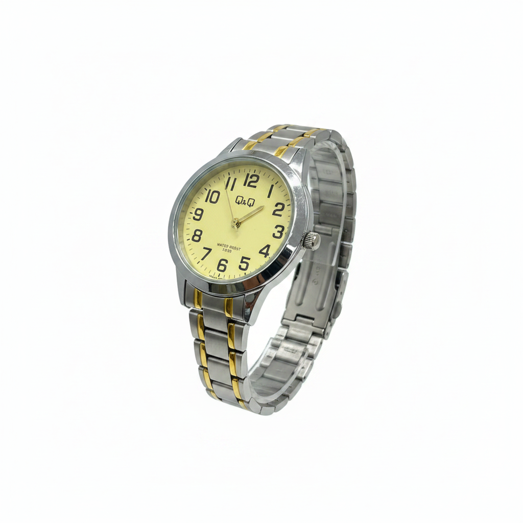 Reloj Q&Q bicolor crema - vista 3/4