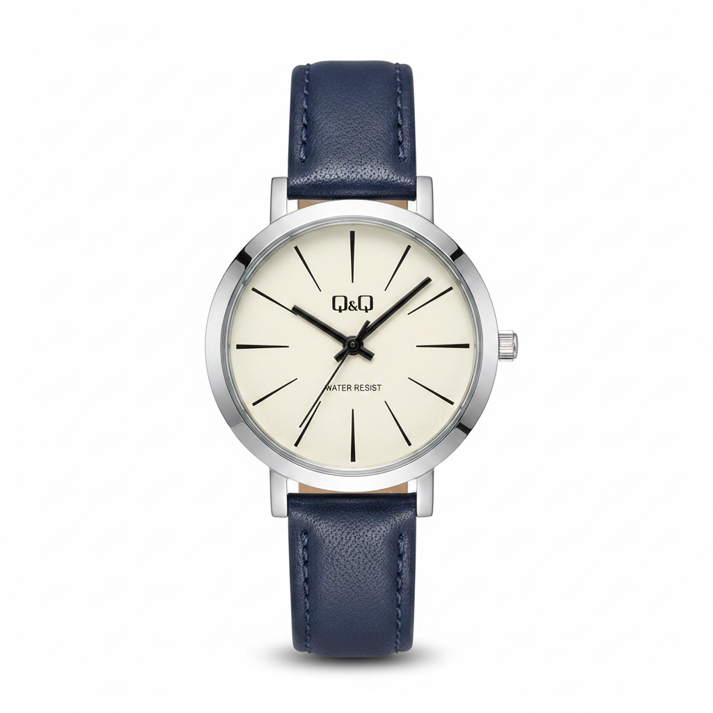 Reloj Q&Q minimalista azul marino - vista frontal