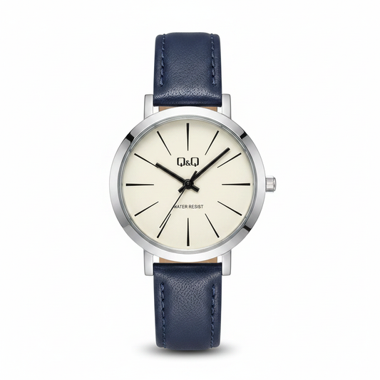 Reloj Q&Q minimalista azul marino - vista frontal