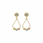 Aretes colgantes tricolor oro 18k fondo blanco