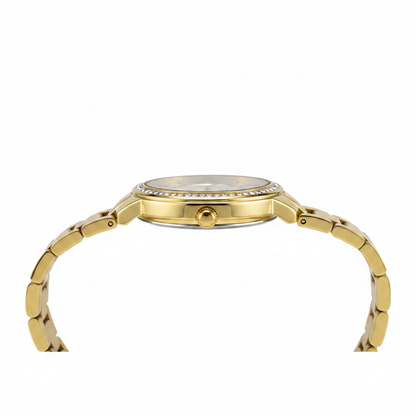 Reloj Q&Q champagne numerales romanos - vista lateral