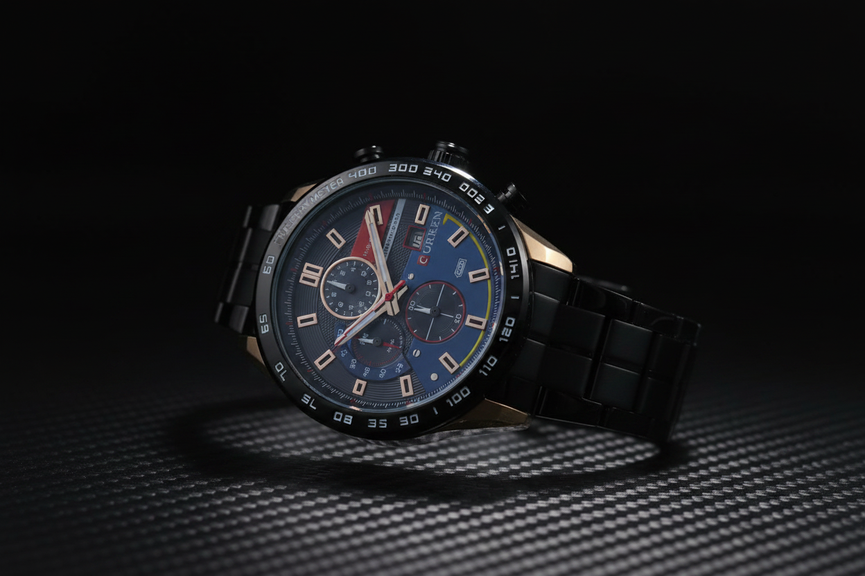 Reloj Curren negro azul rojo – lifestyle 45 grados