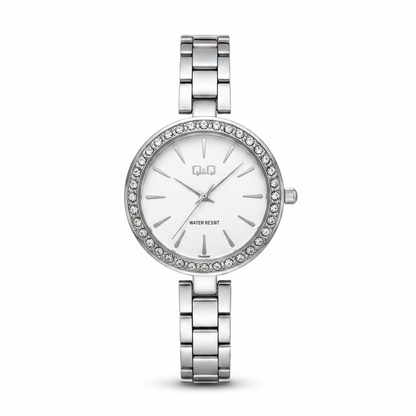 Reloj Q&Q plateado blanco - vista frontal
