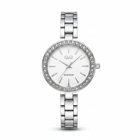 Reloj Q&Q plateado blanco - vista frontal