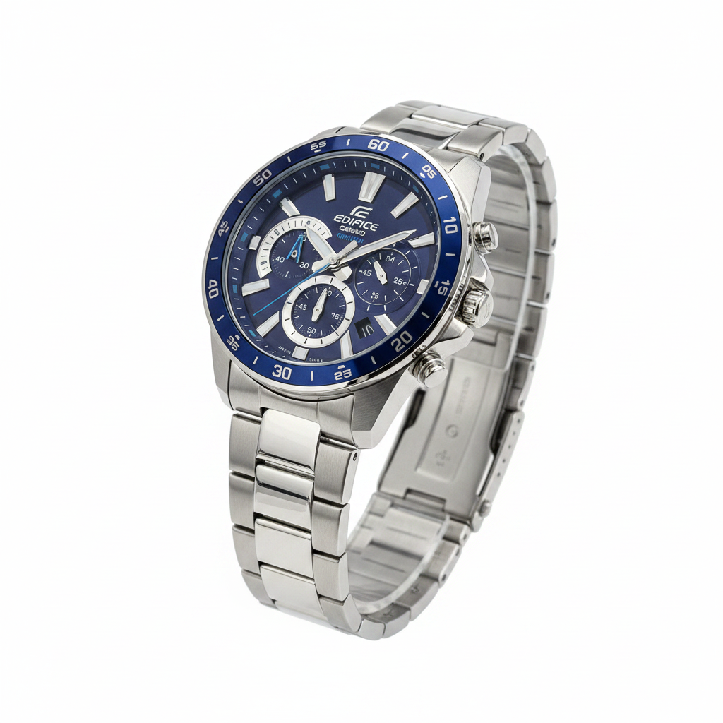 Casio Edifice Chronograph - ángulo 45 grados fondo blanco