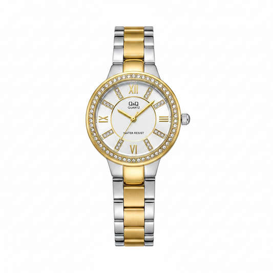 Reloj Q&Q bicolor romano - vista frontal