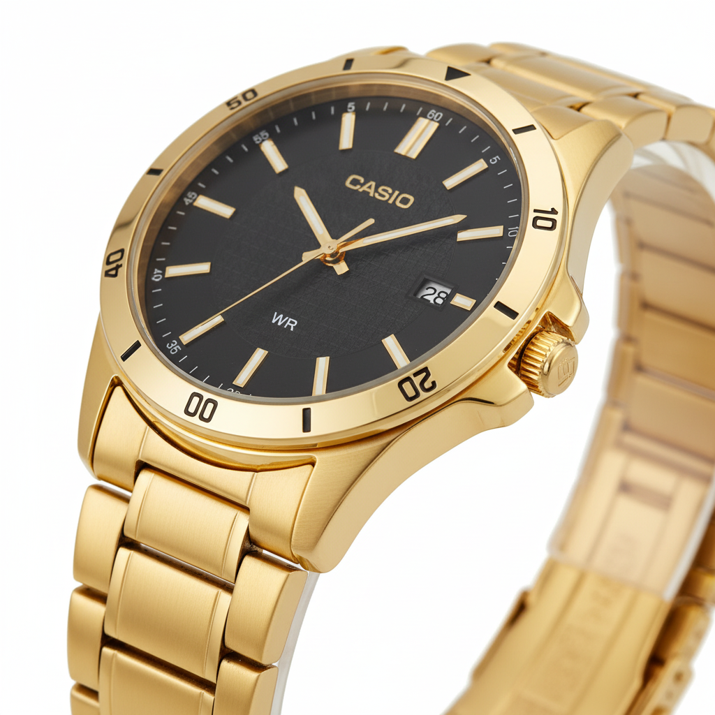 Casio Dorado REF 15093 - vista lateral fondo blanco