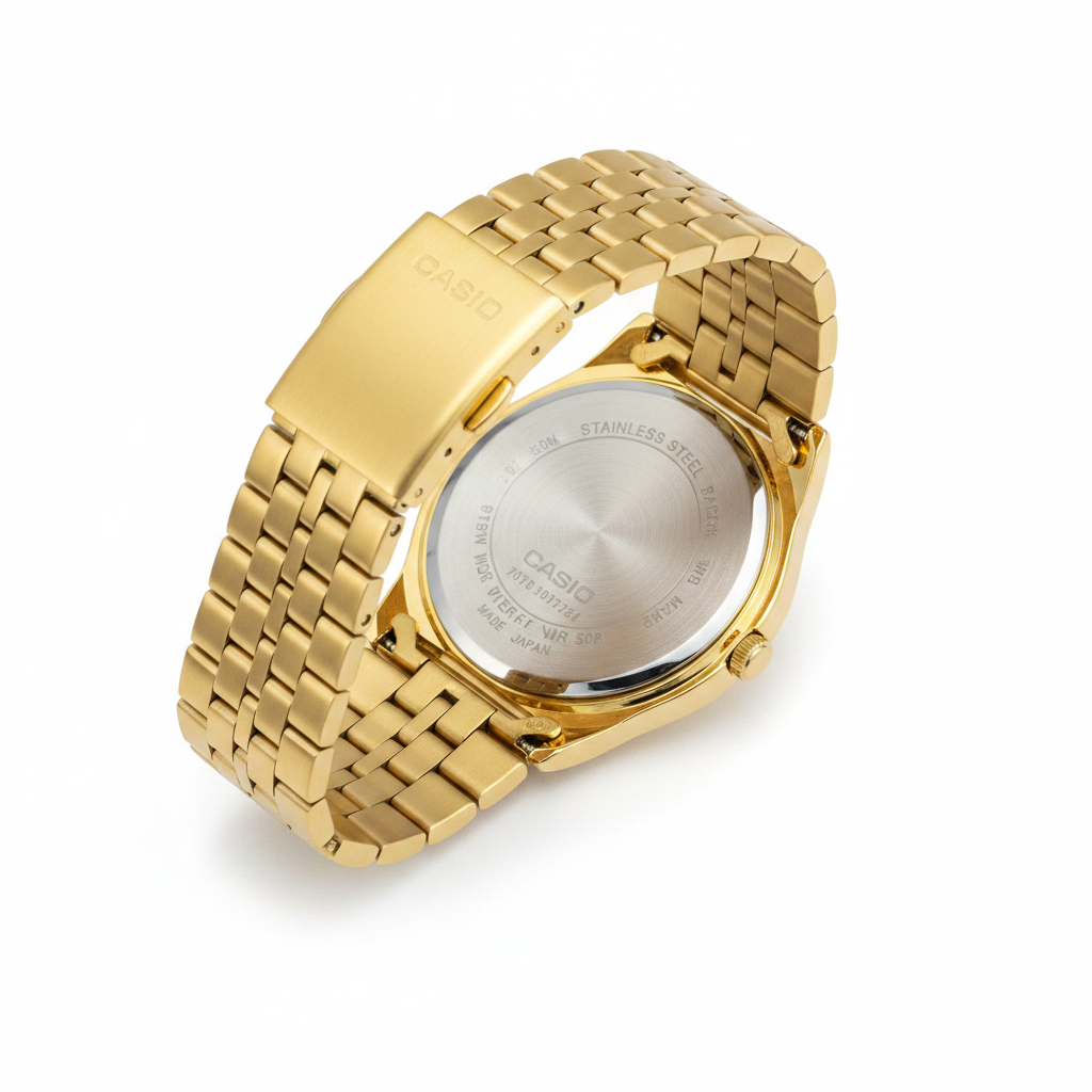 Casio Dorado REF 18008 - vista trasera fondo blanco