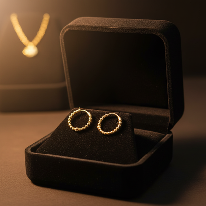Candonga oro bolitas 18k en cofre negro