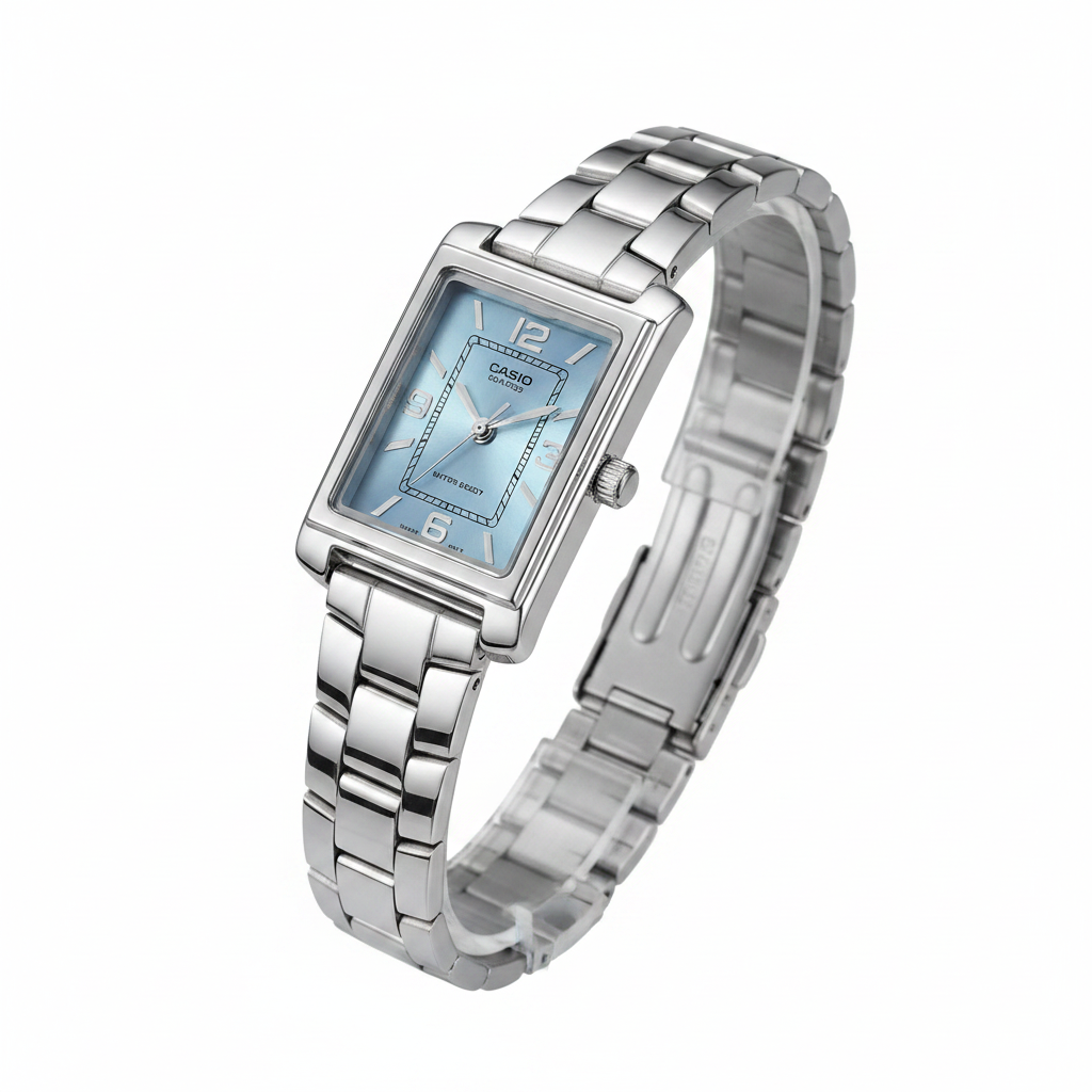 Reloj Casio rectangular — ángulo 45 grados