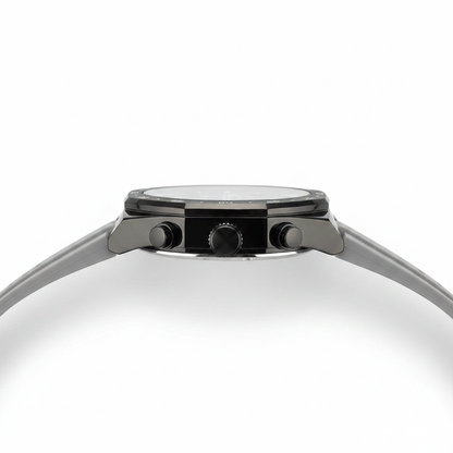 Reloj Curren negro silicona gris – perfil lateral