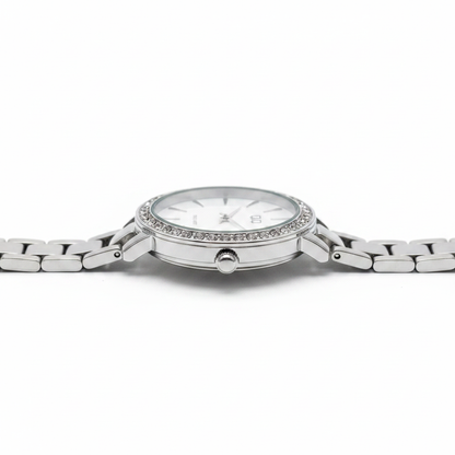 Reloj Q&Q plateado blanco - vista lateral