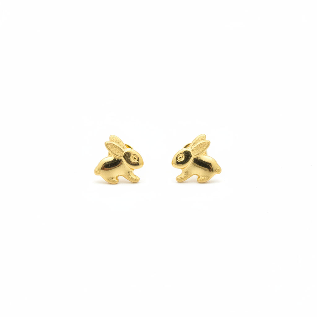 Topos conejo oro 18K close-up fondo blanco