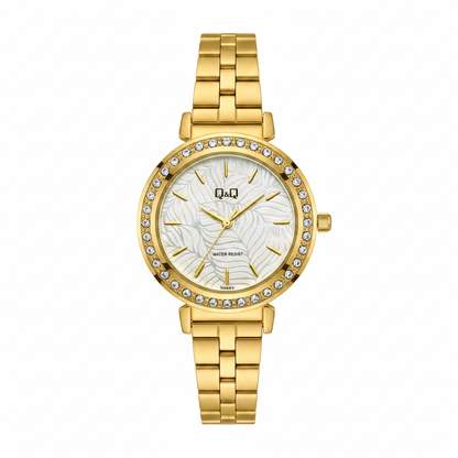 Reloj Q&Q nacarado dorado - vista frontal