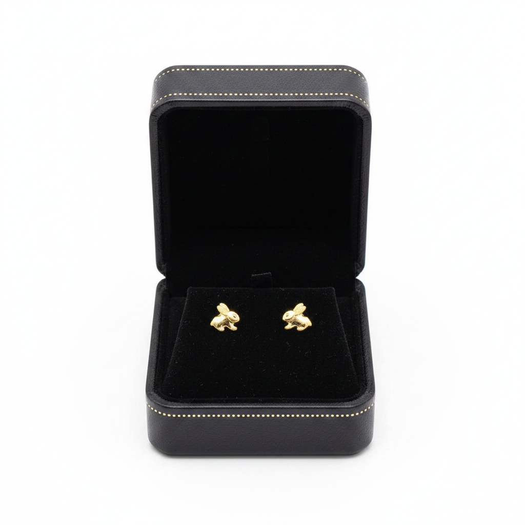 Topos conejo oro 18K en estuche joyería