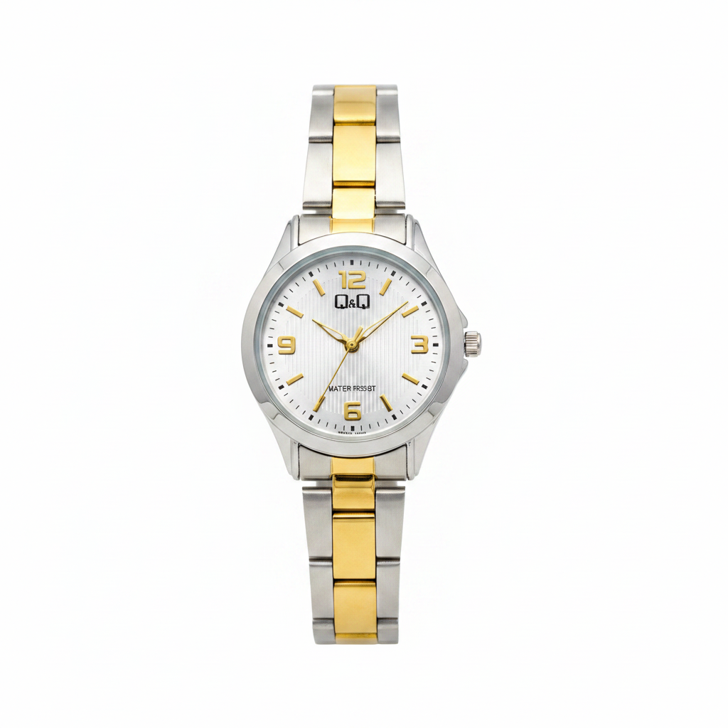 Reloj Q&Q bicolor - fondo blanco studio