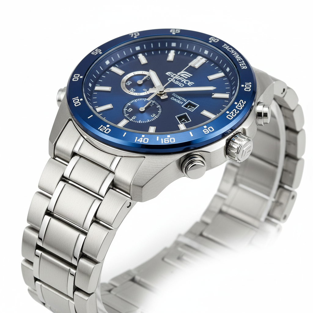 Casio Edifice Chronograph - vista lateral fondo blanco