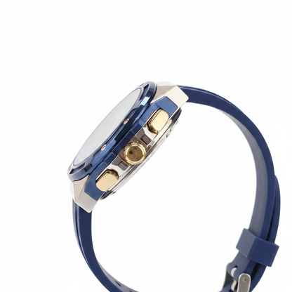 Reloj Curren bicolor azul silicona – perfil lateral