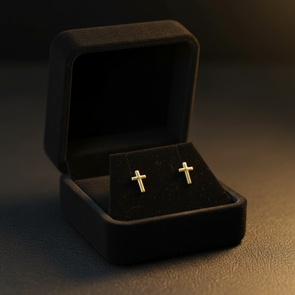 Topos cruz oro 18k en cofre negro