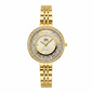 Reloj Q&Q Quartz dorado - fondo blanco, cristales flotantes dispersos