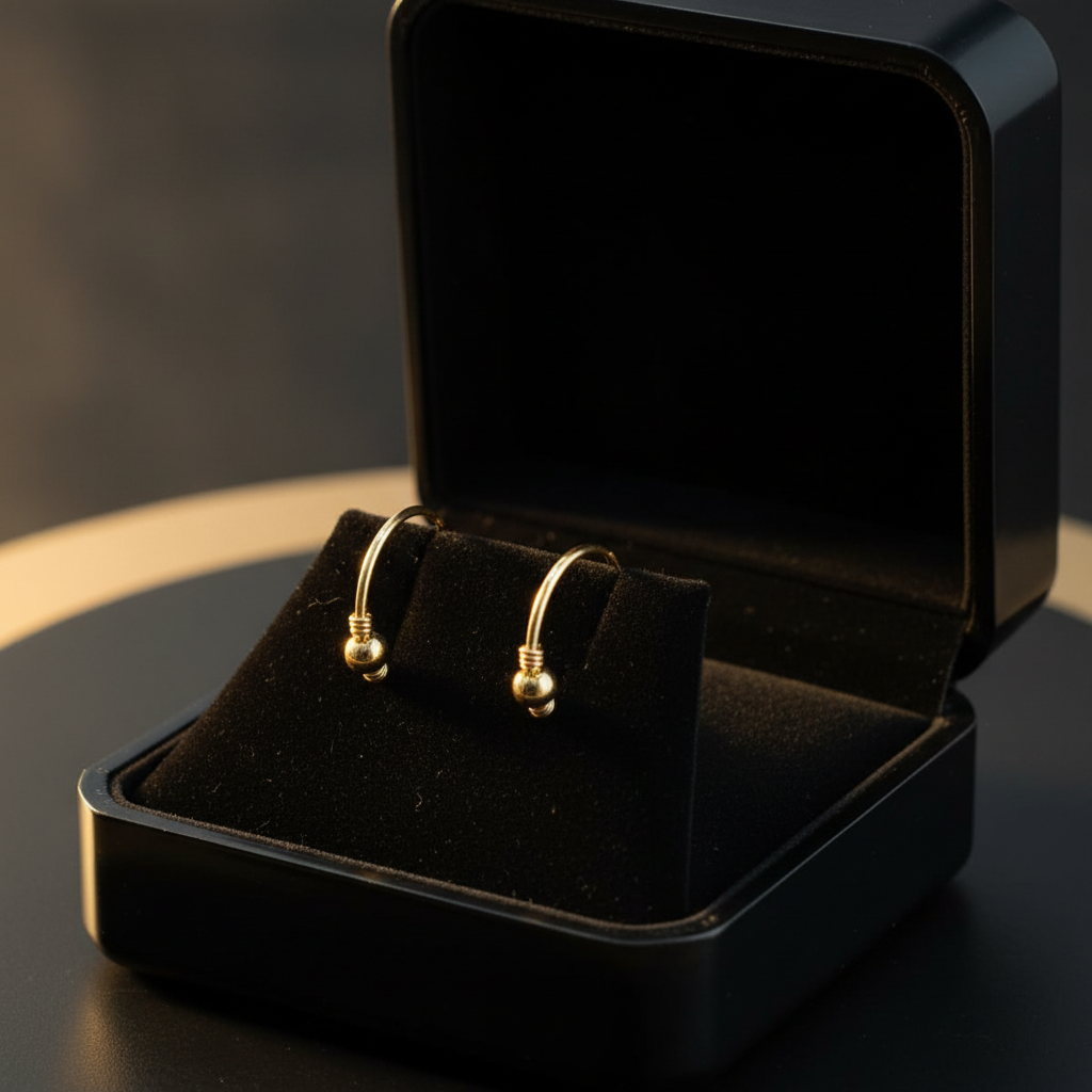 Candonga oro bolita 18k en cofre negro