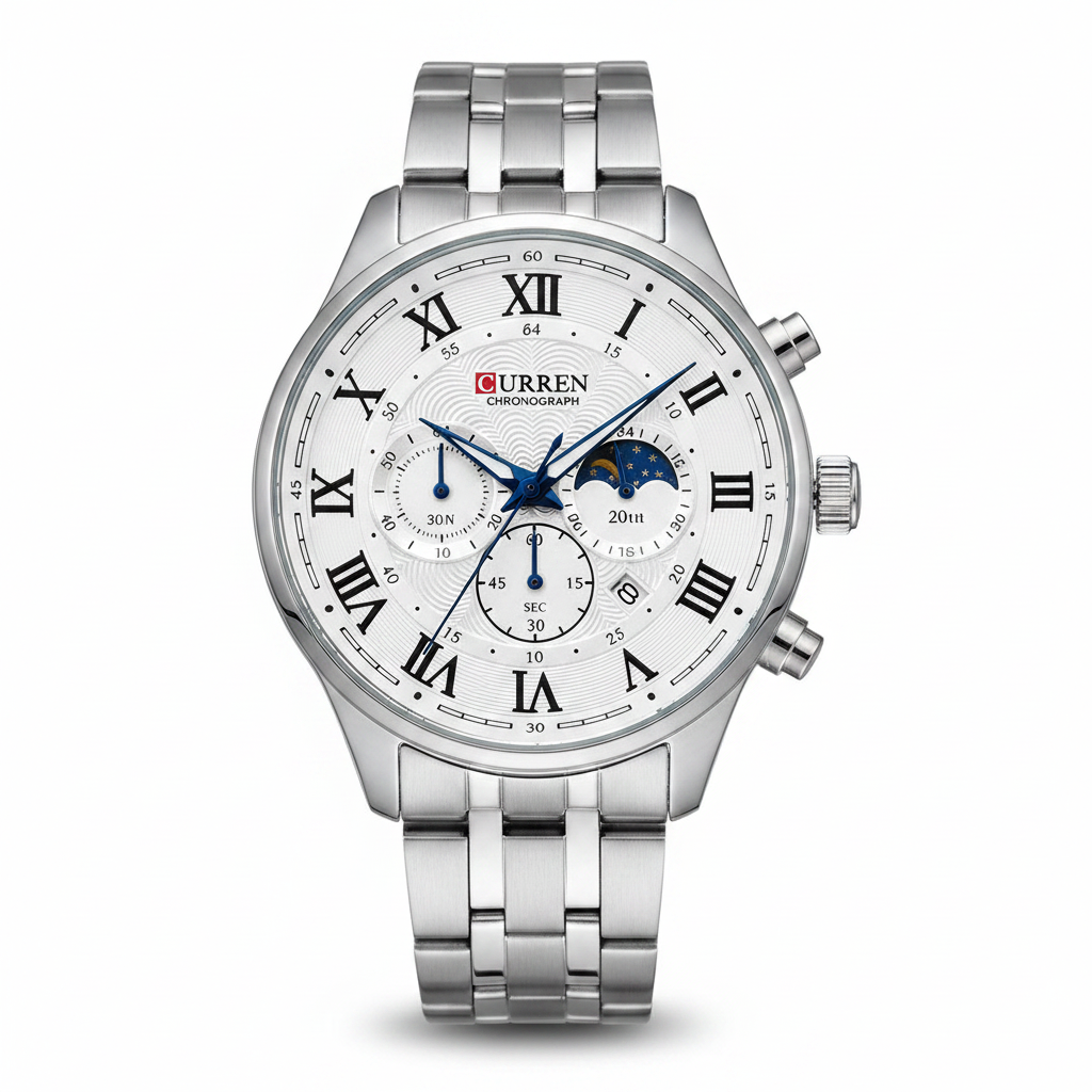 Reloj Curren plateado – frontal fondo blanco