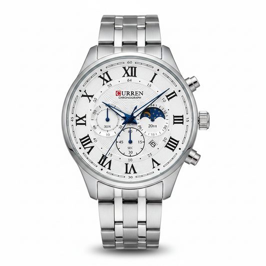 Reloj Curren plateado – frontal fondo blanco