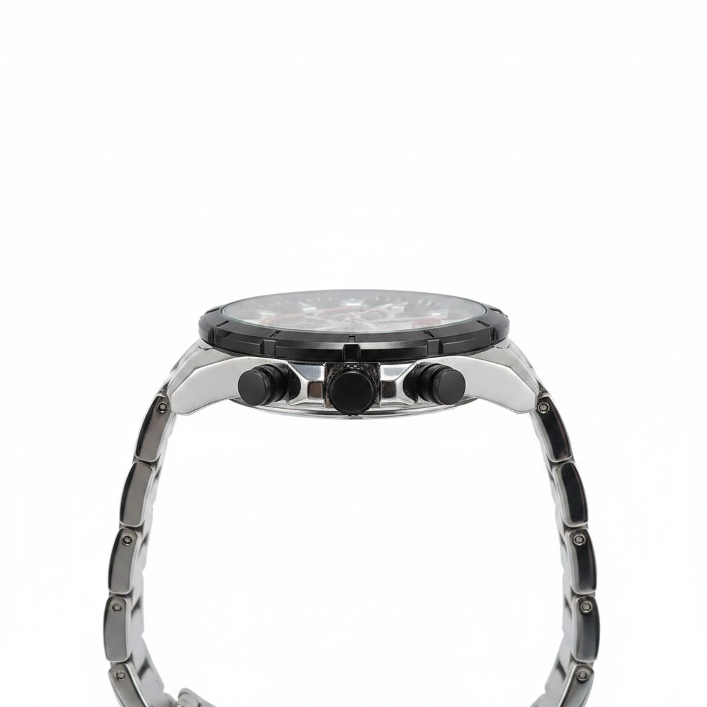 Reloj Curren bicolor plateado negro – perfil lateral